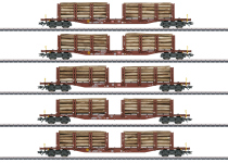 Märklin 47154 - H0 - 5-tlg. Set Rungenwagen, Holztransport, DB AG, Ep. V
